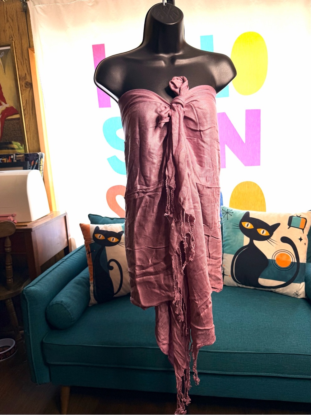 Dusty Mauve Wrap Scarf - Versatile Beach & Dress Cover